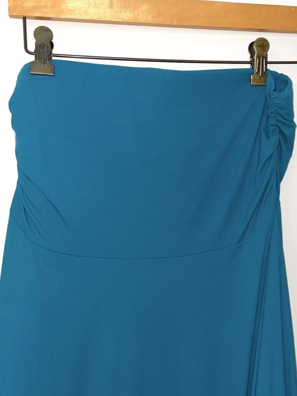 OGL Skirt M NEW Flowy Side Ruched A-line Midi Skirt Eco SkinKiss Marine Blue - Picture 5 of 10